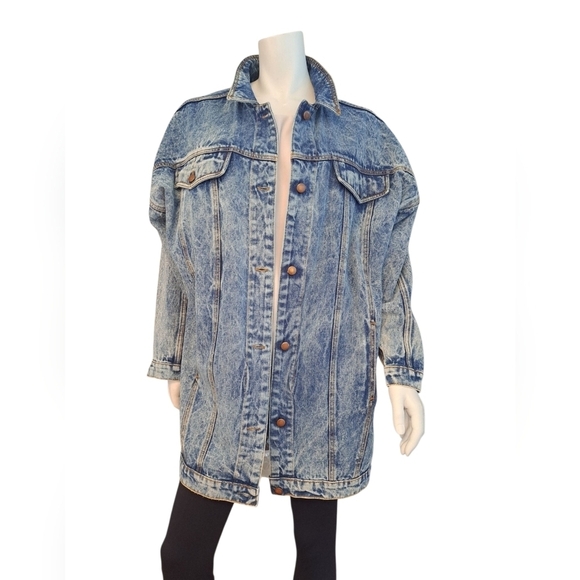 Tango Vintage Style Washed Denim Jacket Or Dress Marble Acid Wash Coat Unisex - Picture 6 of 13